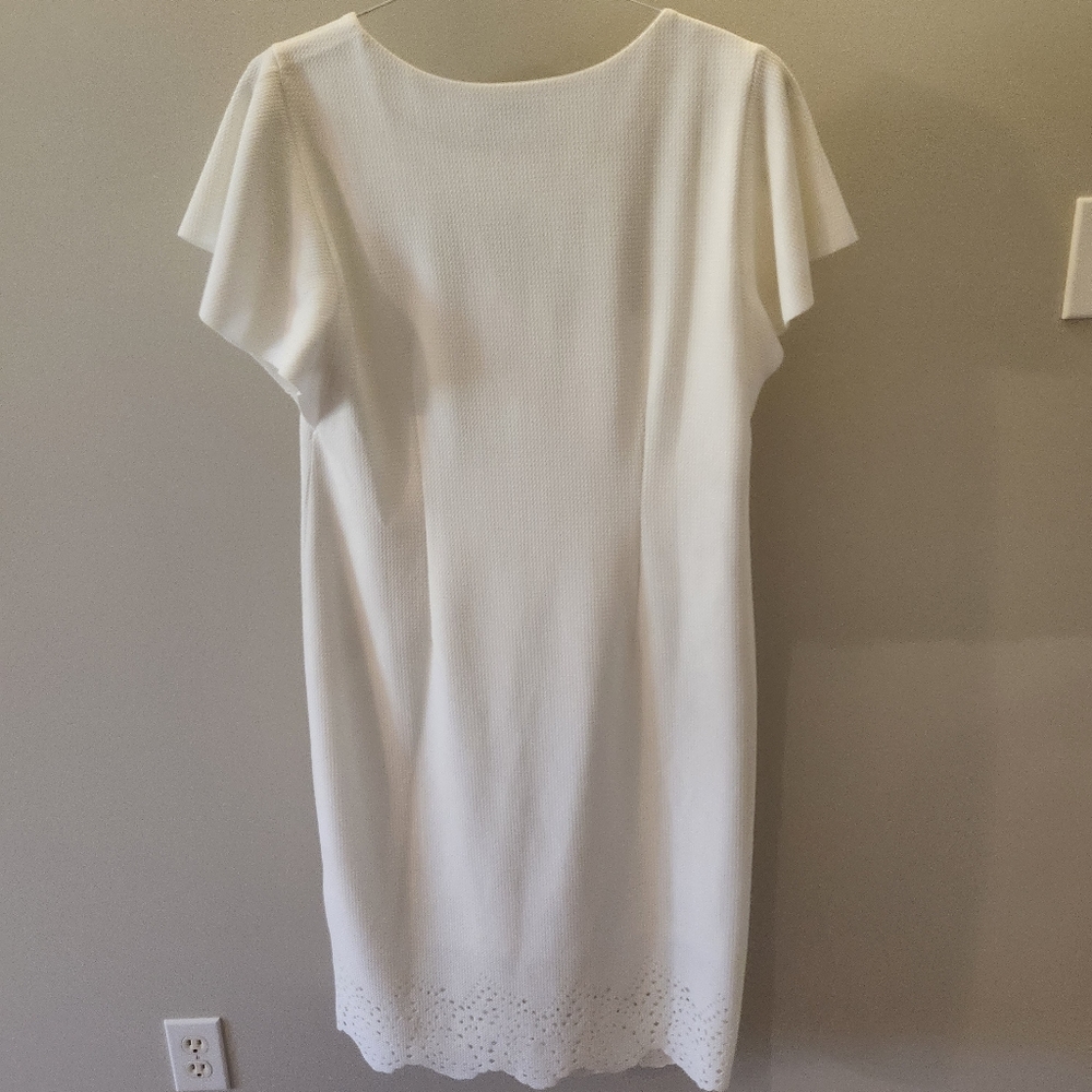 Cato White Midi Dress with Lace Detail